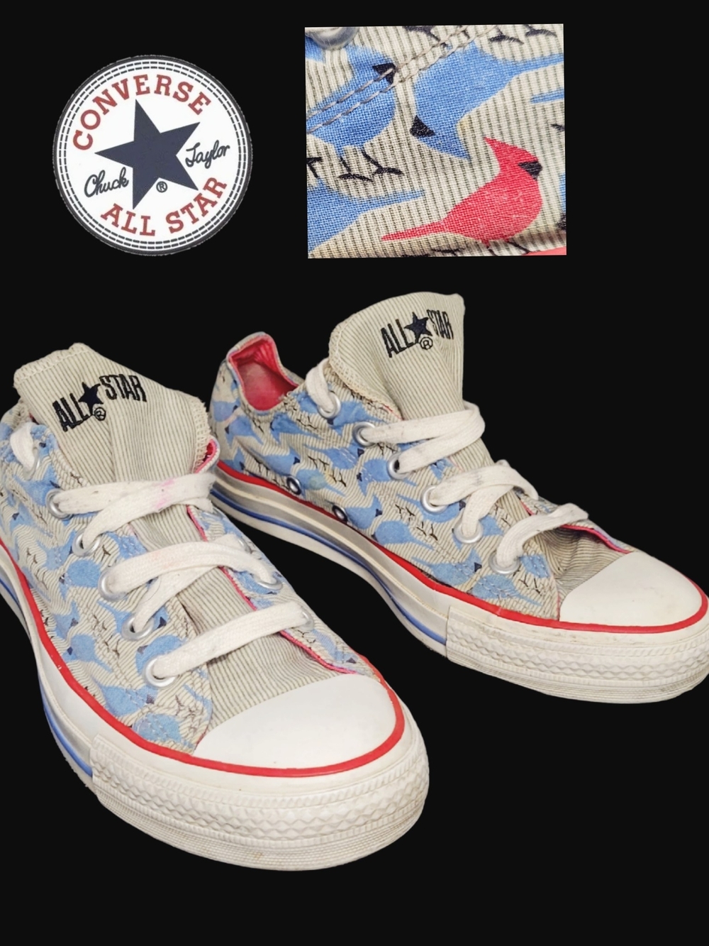 Rare Converse All Star Low Top Cardinal Bluejays Striped Baseball Sneakers
